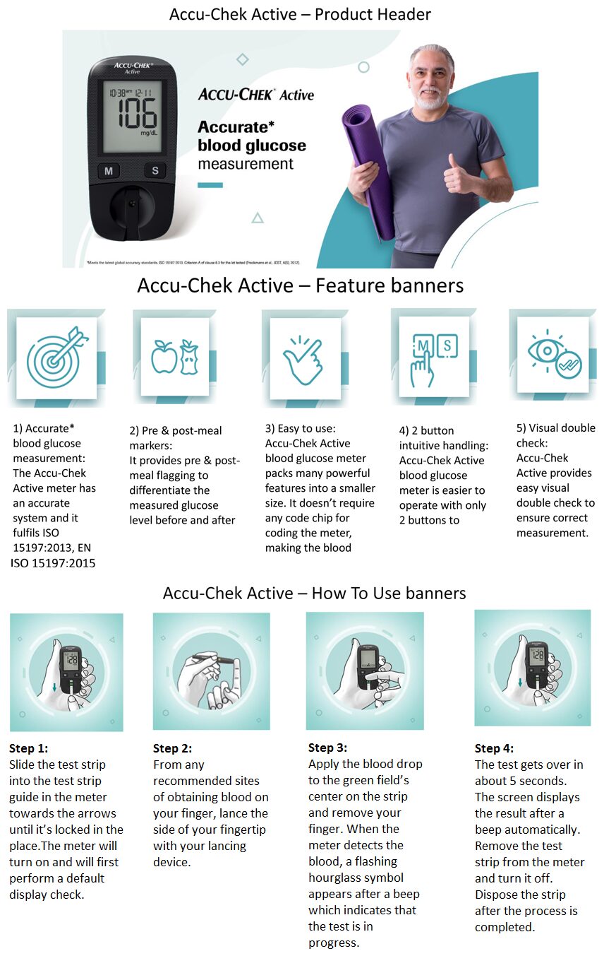 Buy AccuChek Active Blood (Free 10 test Strip)/Sugar Monitor/Glucose Monitor/Sugar