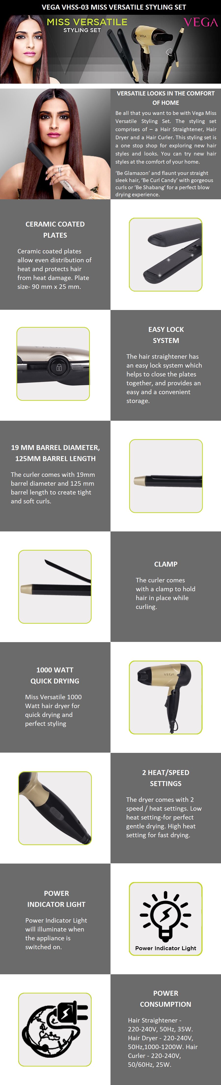 vega hair dryer straightener and curler