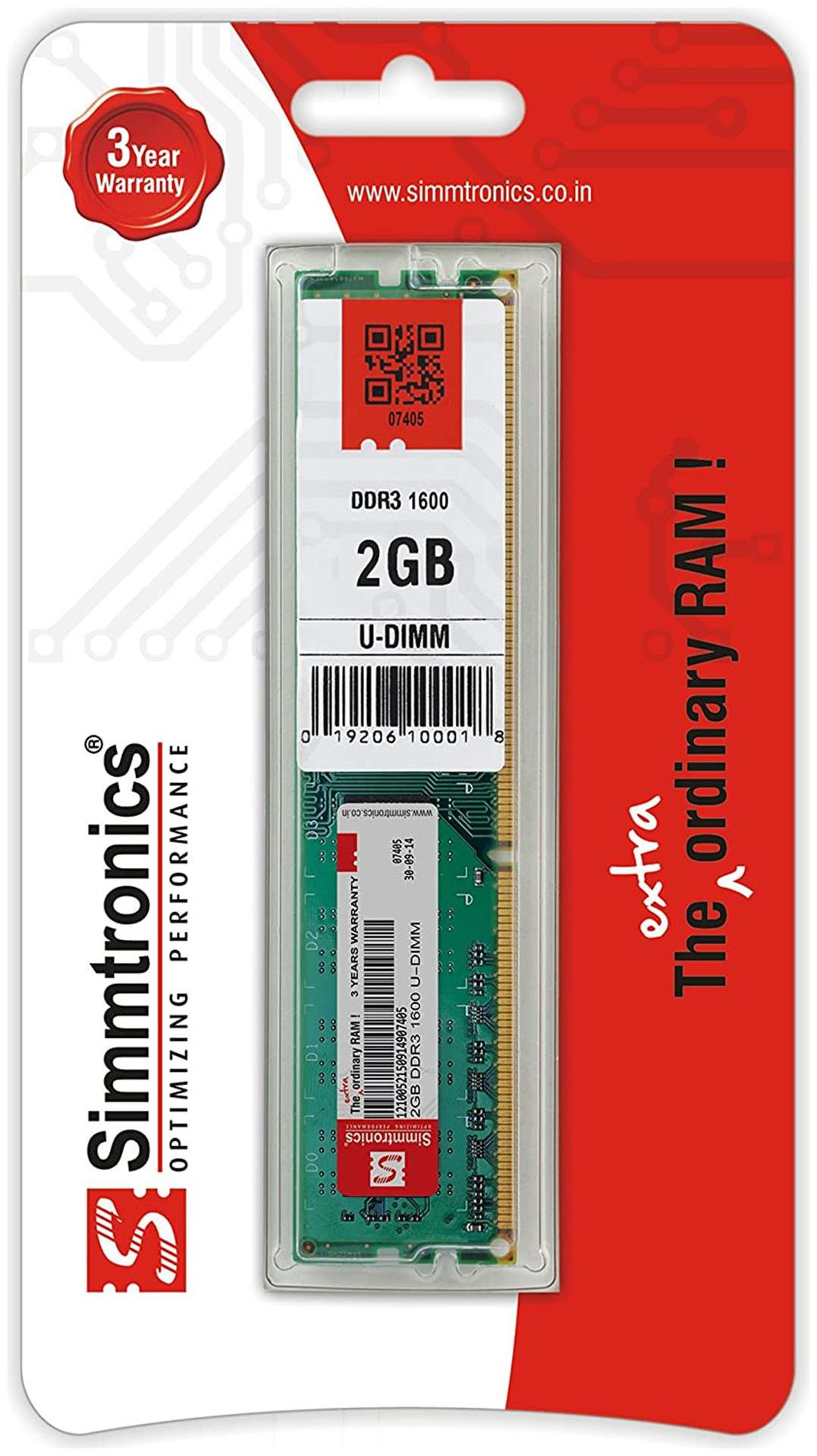 

Simmtronics 2 gb Ddr3 RAM for Pc