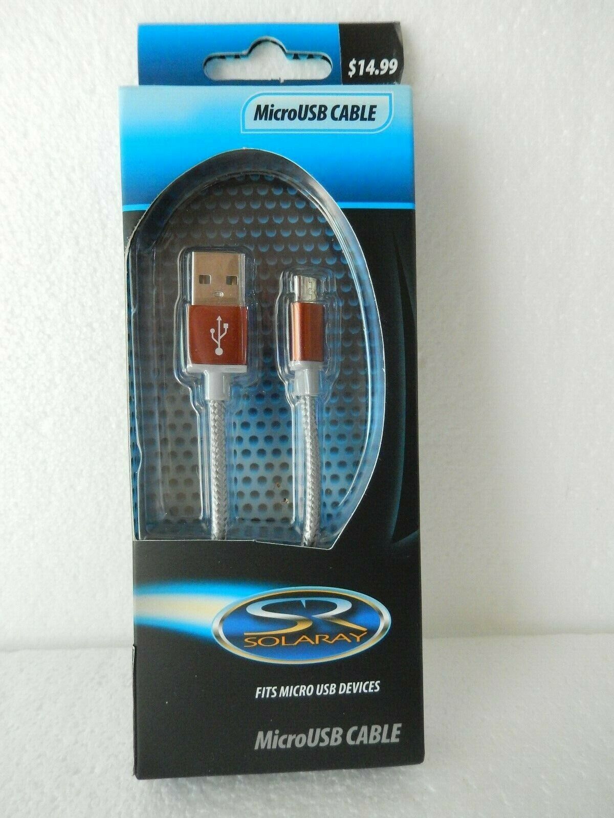 

Solaray Micro USB Cable New in Box Braided Wire Copper Color Ends
