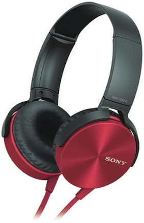 Sony MDR-XB450 Extra Bass Over Ear Wired Headphones (Red)