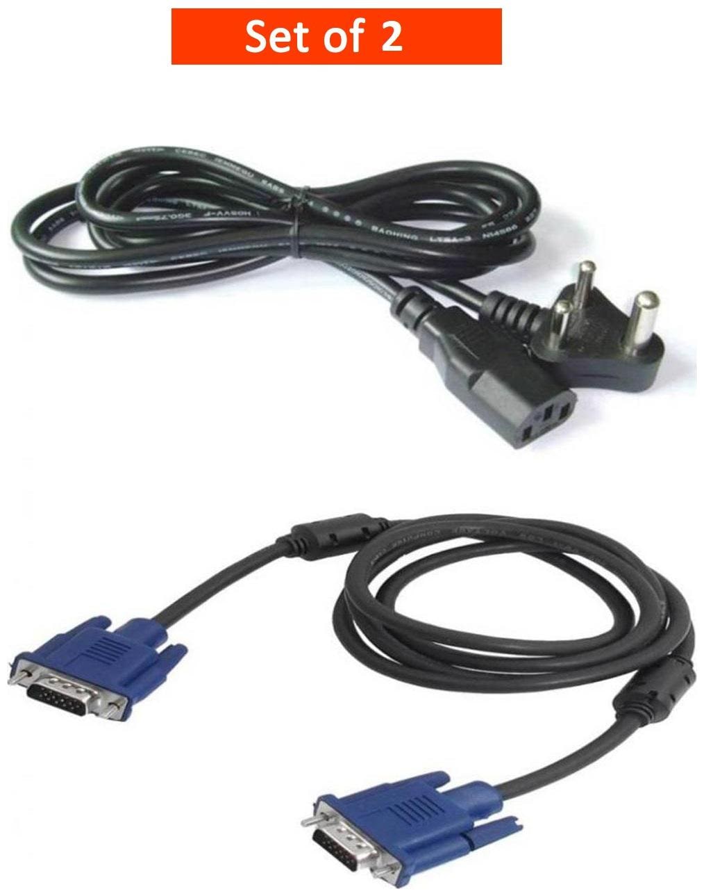 

TERABYTE Combo of VGA and Power Cable for Computer CPU Monitor Printer Combo Set
