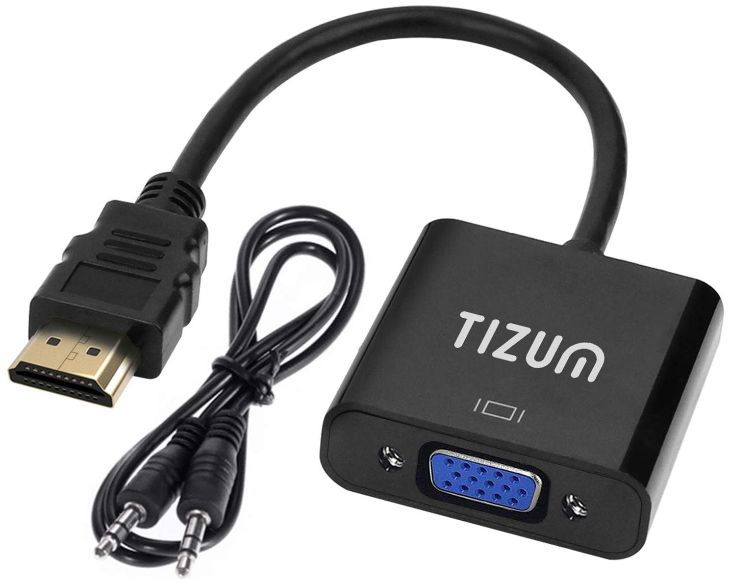 

Tizum HDMI to VGA with Audio Gold-Plated HDMI to VGA Adapter (Male to Female) for Computer Desktop Laptop PC Monitor Projector Full HDTV more