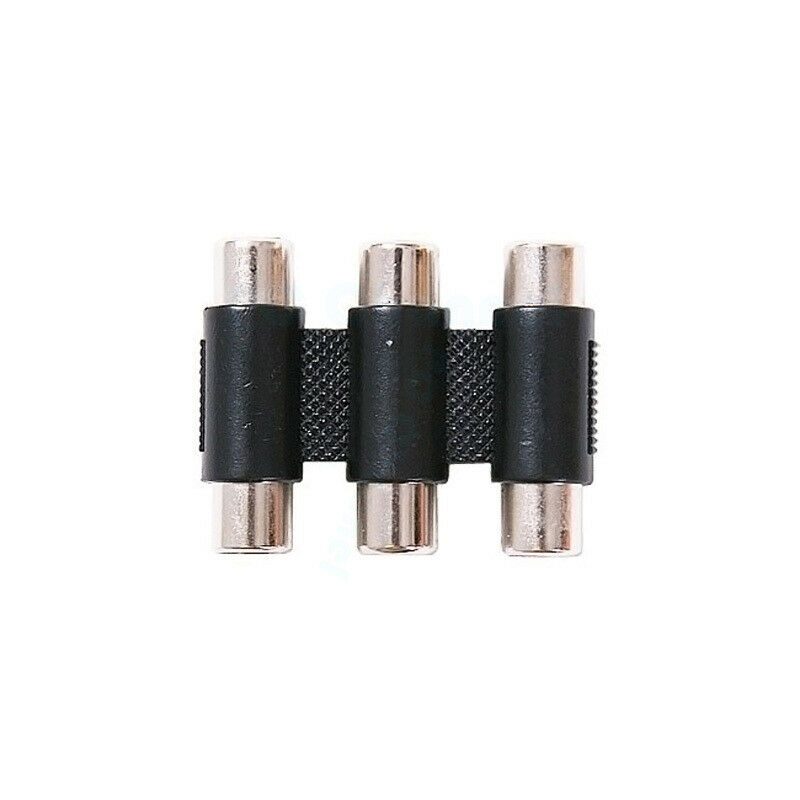 

Triple Female Jack Socket to Female Connector RCA AV Audio Adapter Black