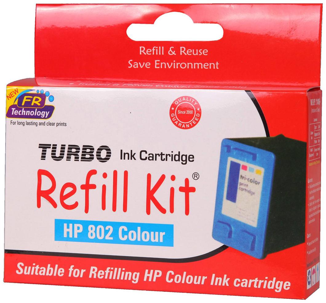 

Turbo Refill Kit For HP 802 Ink Cartridge (Multi Color)