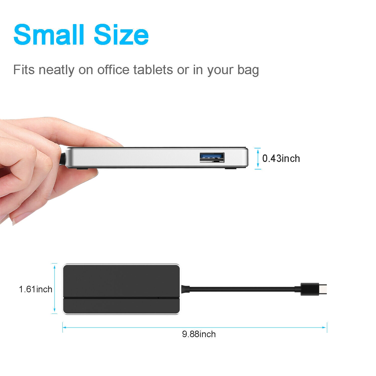 

Type-C 4-Port USB 3 0 Ultra Slim Compact Data Hub Extra DC Power Cable for PC