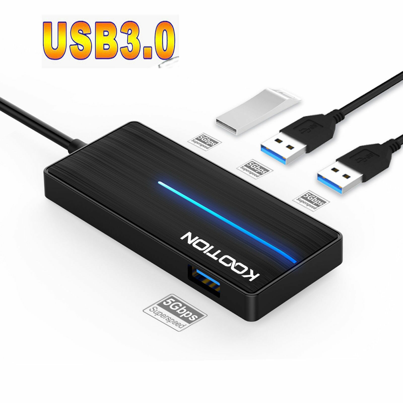 

Up to 5Gbps 4 Ports USB 3 0 Hub Splitter Adapter Ultra-thin Data Hub for Laptop