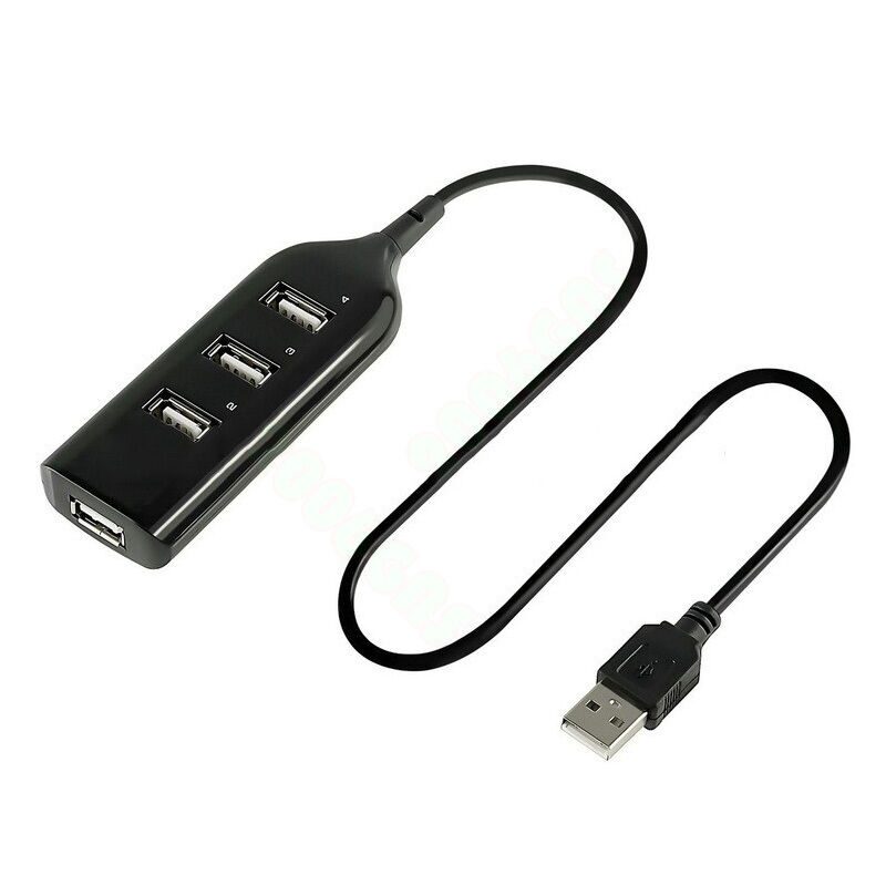 

US 4 Port USB 2 0 HUB High Speed External W Cable For Notebook PC Computer BK