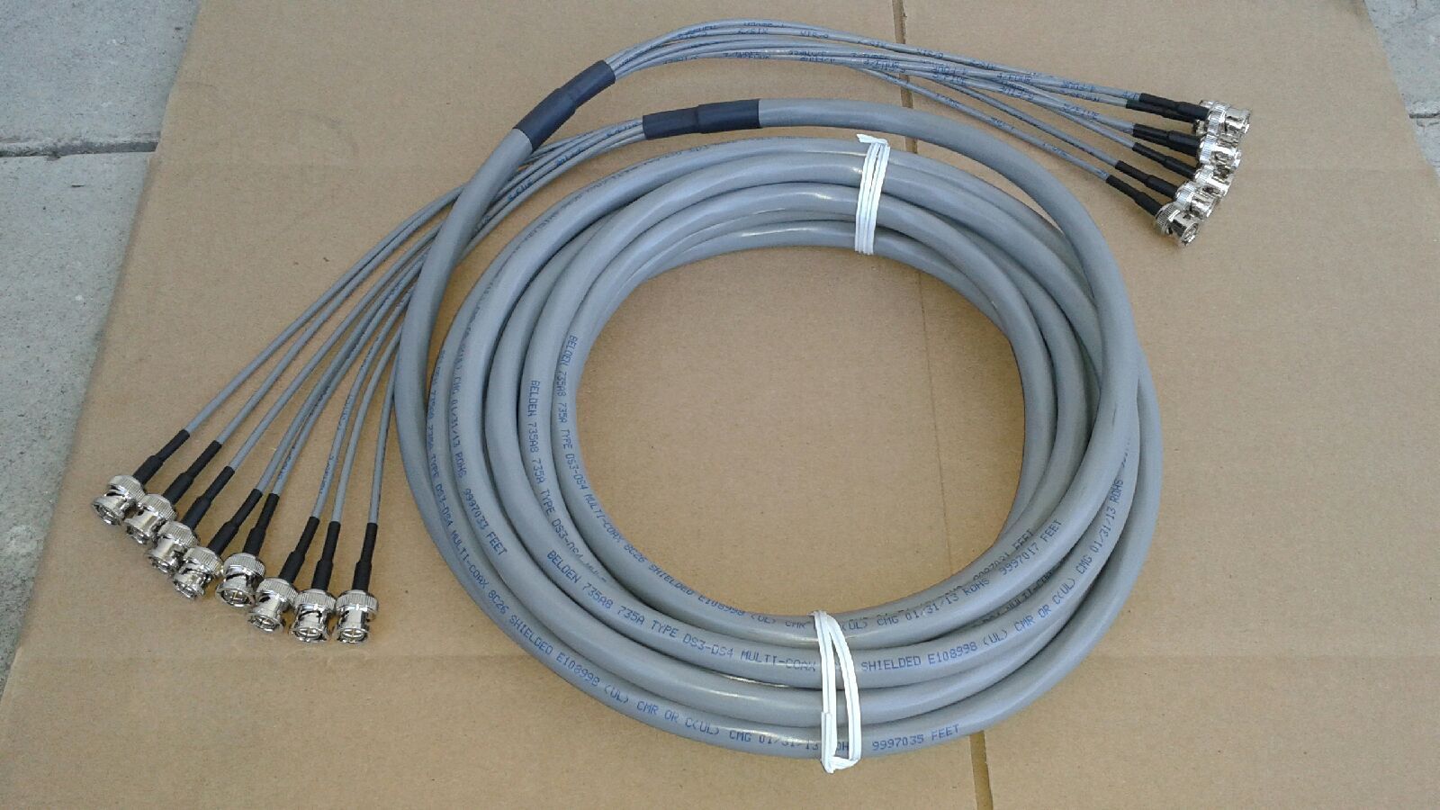 

US MADE DS3 735A (8 strand) Multi coax cable BNC Male to BNC Male 25 FT