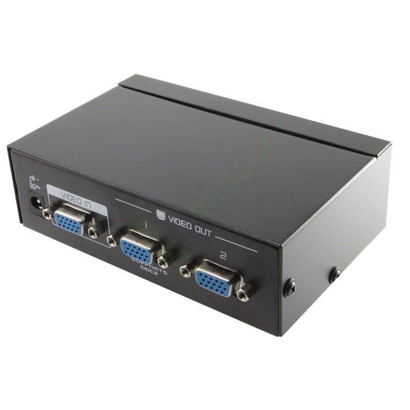 

US Seller 2 Ports VGA Video Splitter with US Power Plug for Laptop to Monitor