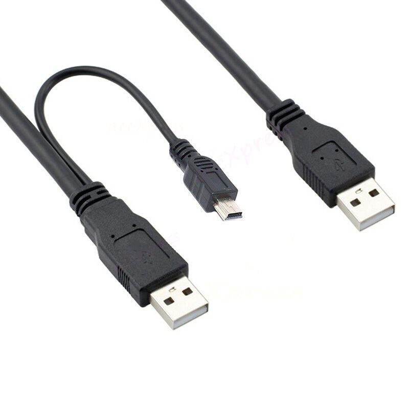 

USB 2 0 Male to Mini 5 Pin Y Cable Data and Power Cable for Hard Disk Drive