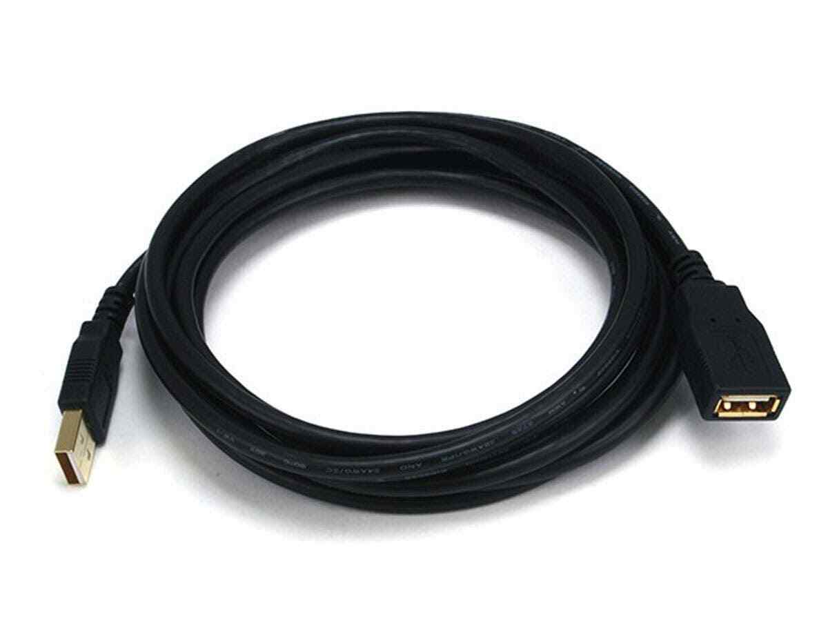 

USB-A to USB-A Female 2 0 Extension Cable - 28 24AWG Gold Plated Black 10ft