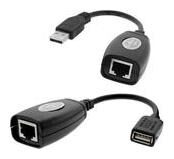 USB Male To RJ45 + USB Female USB over Cat5/5e/6 Extension Adapter RJ45 Up to 150ft Length USB Lan Extender SET OF 1