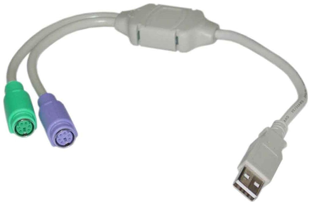 USB PS2 Converter Cable for Keyboard and Mouse White
