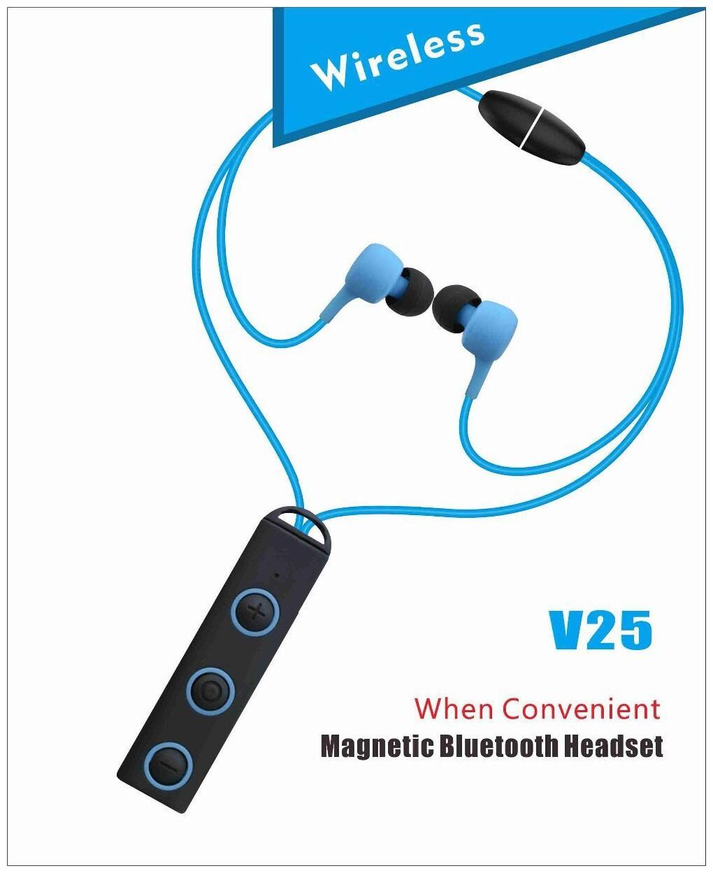 

V25 Best Wireless Sports Earphones With Mic HD Stereo Sweat-proof In Ear Earbuds for Gym Running Workout Long Battery Noise Cancelling Headsets Sky Blue By CHG