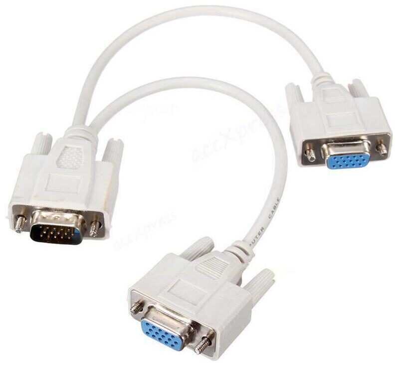

VGA 1 To 2 Y Splitter Cable Monitor LCD Dual Display Mirror Screen