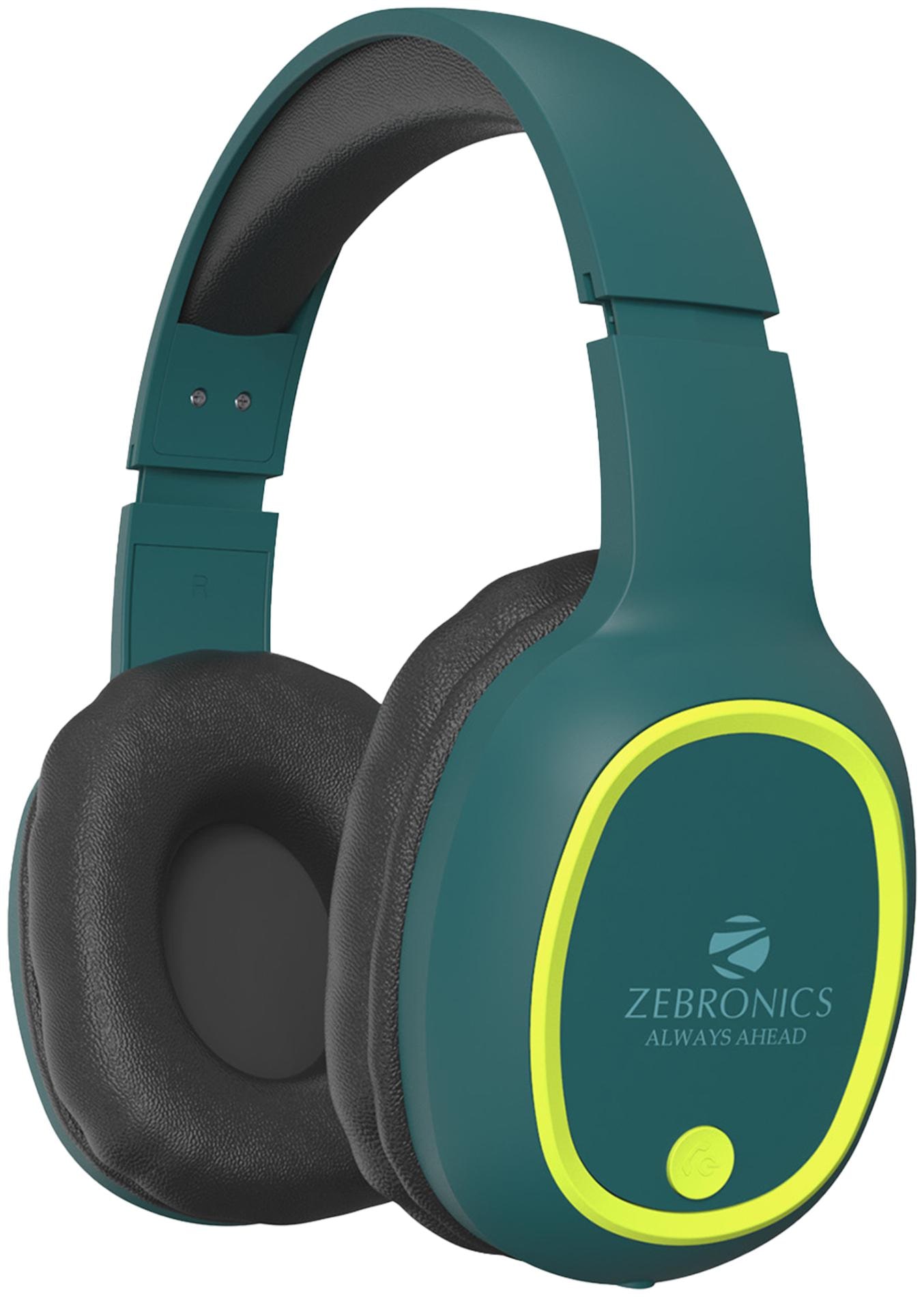Buy Zebronics ZebThunder OverEar Bluetooth Headset ( Teal , Green