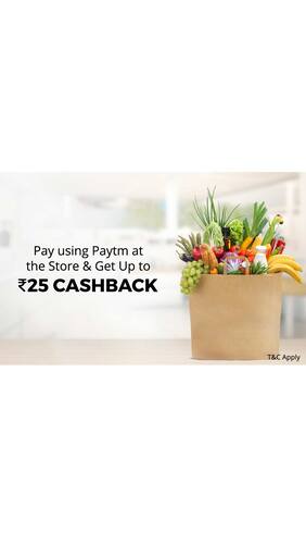 Flat 5% Cashback when you pay using Paytm at Reliance Fresh/Reliance Smart/Sahakari Bhandar