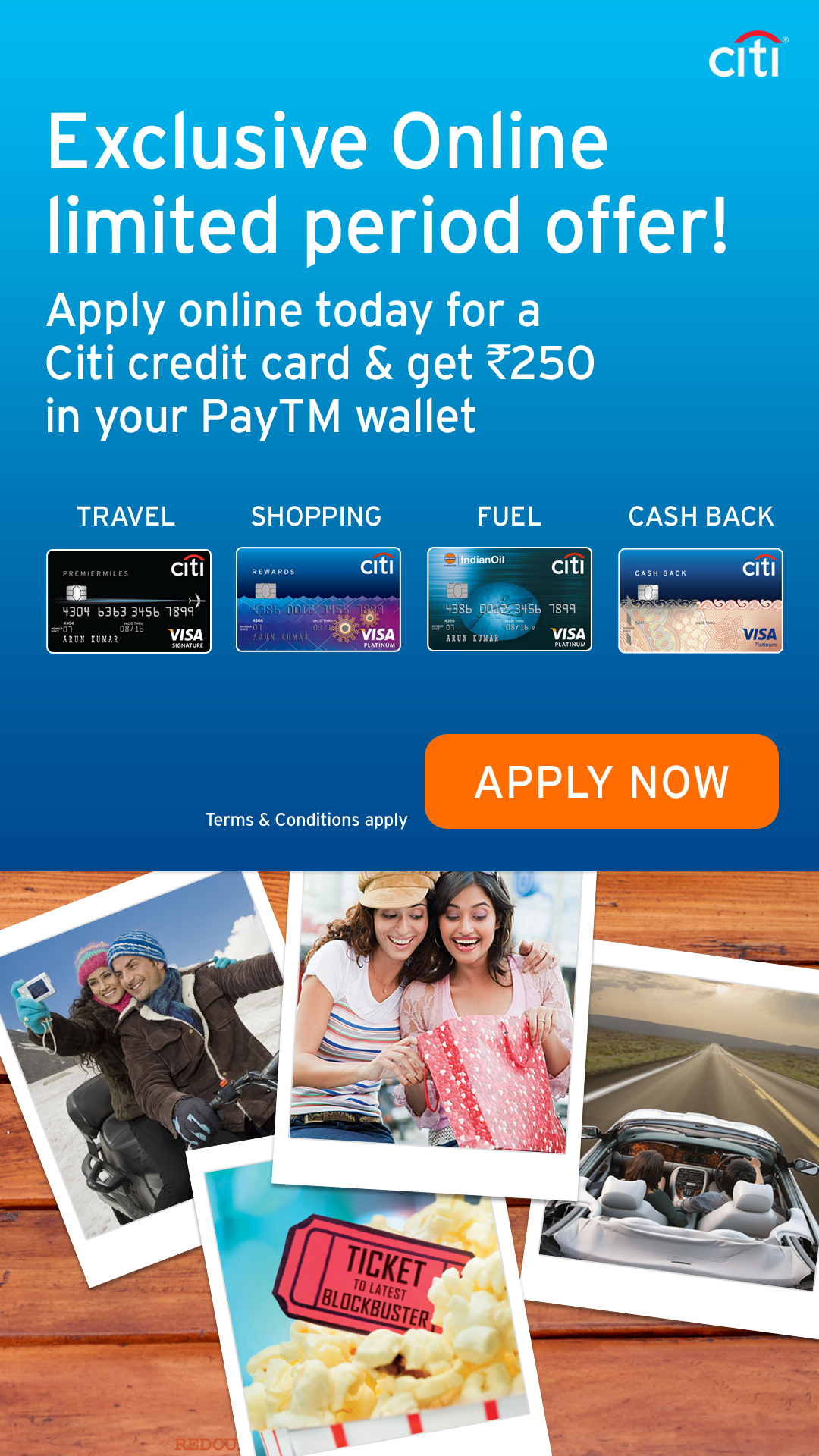 Get Rs.250 Paytm cash when you apply for Citi Credit Card Online |Paytm