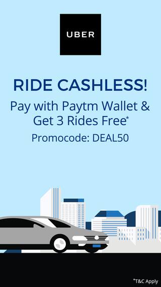 Link Paytm Wallet & use Promo: DEAL50 to get 3 free rides