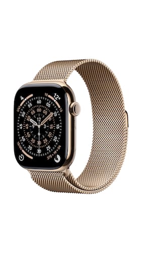 Apple Watch Series 11 GPS + Cellular 42mm Gold Titanium Case with Gold Milanese Loop_MF8Y4HN/A