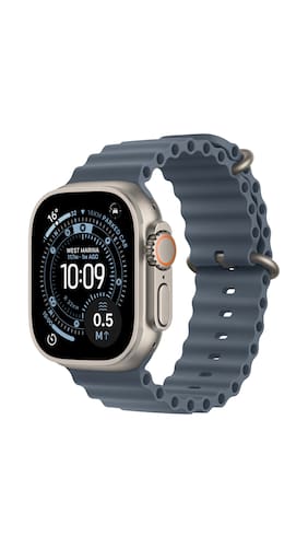 Apple Watch Ultra 3 GPS + Cellular 49mm Natural Titanium Case with Blue/Bright Blue Trail Loop - S/M_MEWR4HN/A