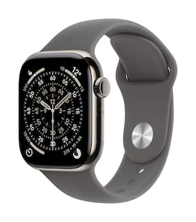 Apple Watch Series 11 GPS + Cellular 42mm Natural Titanium Case with Stone Grey Sport Band - M/L