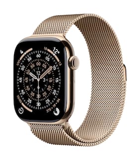 Apple Watch Series 11 GPS + Cellular 46mm Gold Titanium Case with Gold Milanese Loop - M/L