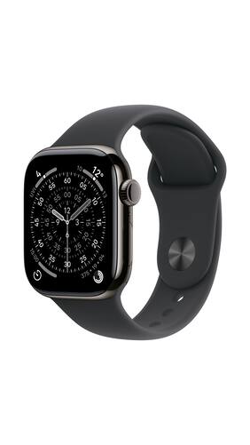 Apple Watch Series 11 GPS + Cellular 46mm Slate Titanium Case with Black Sport Band - M/L_MFD24HN/A