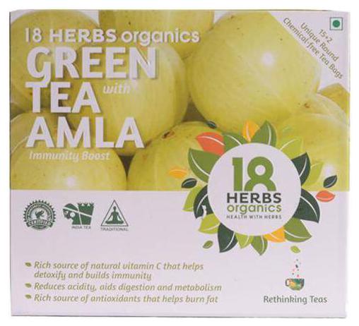 

18 Herbs Organics Green Tea with Amla Dry Cut 22 g