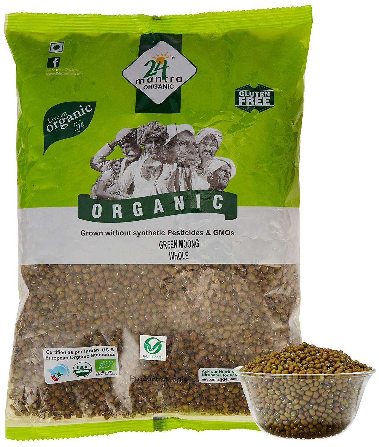 

24 Mantra Organic Dal - Green Moong (Whole) 1 kg