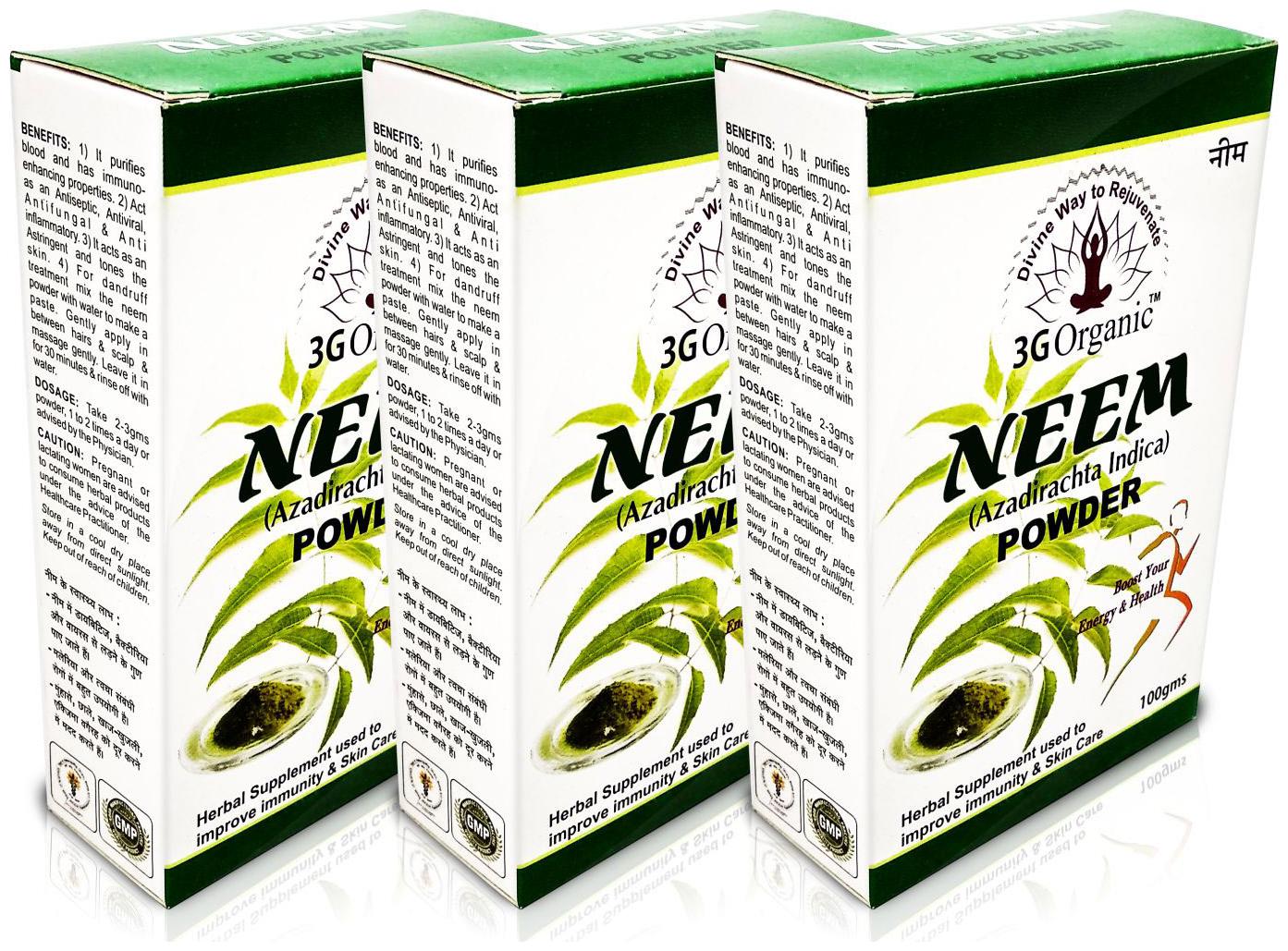 

3G Organic Neem Powder For Blemishes Anti Acne Healthy Skin 100g (Pack Of 3)