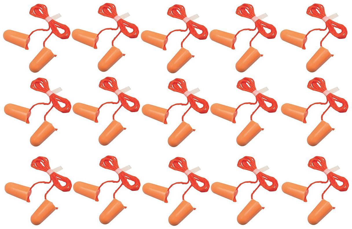

3M 1110 Corded Foam Noise Reduction Ear Plugs (Pack of 15) Orange