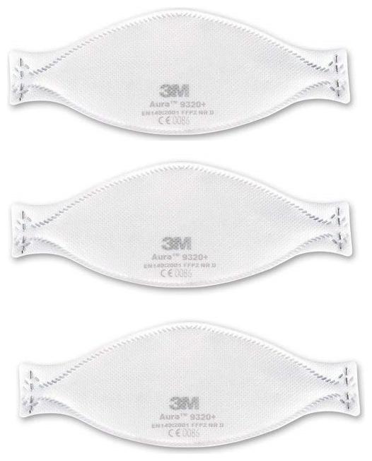 

3M Aura FFP2 9320 Unvalved Particulate Respirator Face Mask Fold Flat - (Pack of 3)