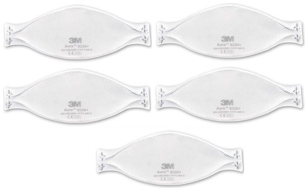 

3M Aura FFP2 9320 Unvalved Particulate Respirator Face Mask Fold Flat - (Pack of 5)