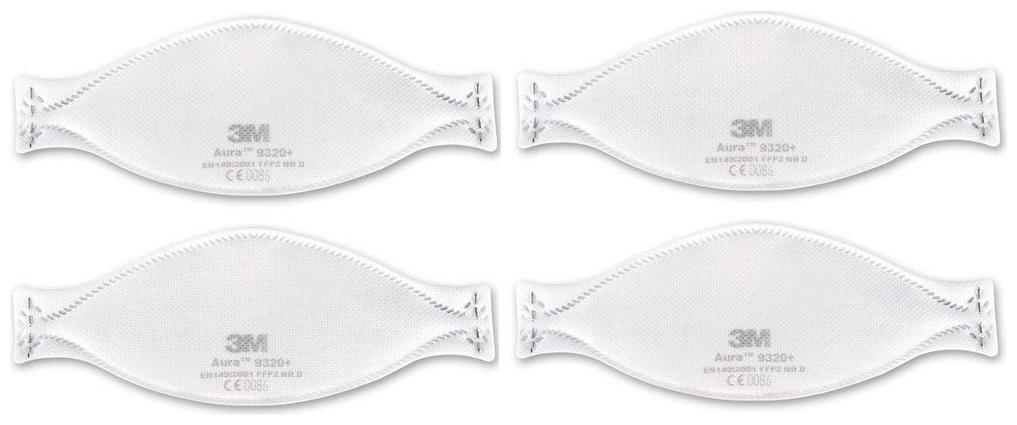 

3M Aura FFP2 9320 Unvalved Particulate Respirator Face Mask Fold Flat - (Pack of 4)