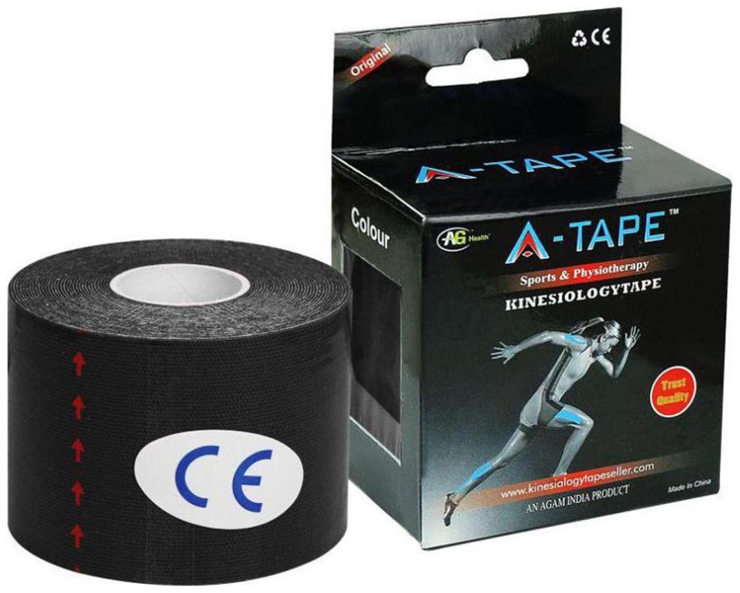 

A-TAPE Kinesiology Tape Knee Calf Thigh Support Water Resistant (5 cm X 5 Mtr Black)
