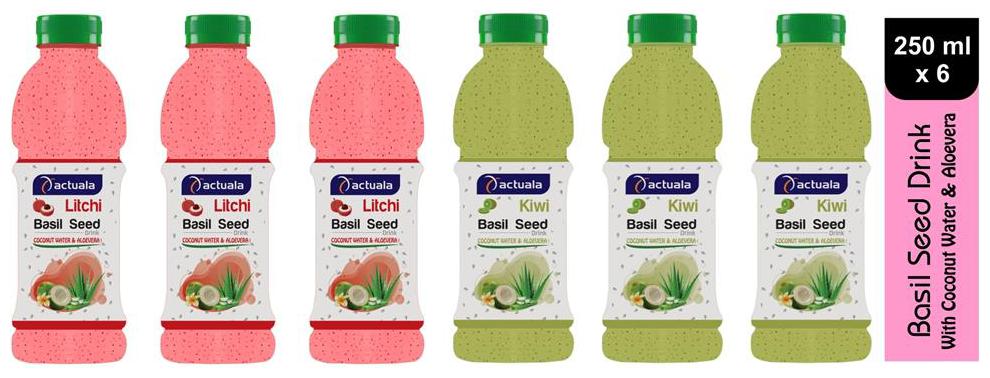 

Aactuala Combo of Basil Seed Drink- Litchi 250 ml Kiwi 250 ml (Pack of 6)