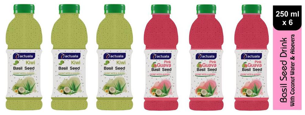 

Aactuala Combo of Basil Seed Drink- Kiwi 250ml Pink Guava 250ml(Pack of 6)