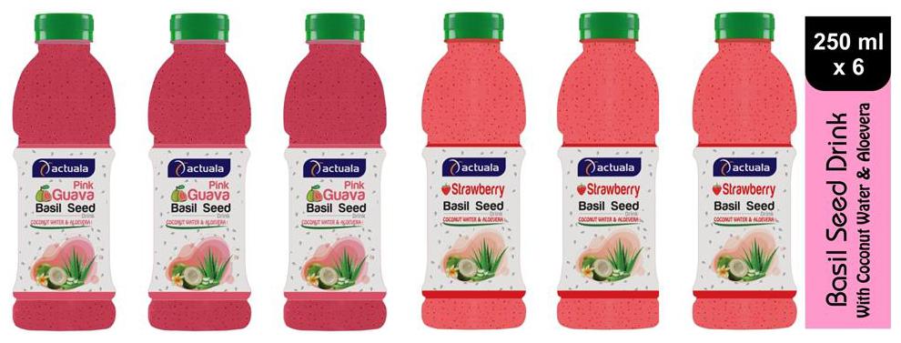 

Aactuala Combo of Basil Seed Drink- Pink Guava 250ml Strawberry 250ml (Pack of 6)