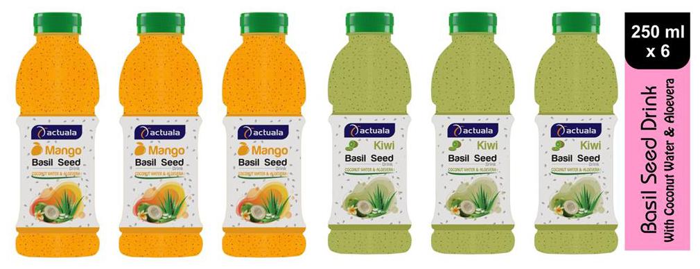 

Aactuala Combo of Basil Seed Drink- Mango 250 ml Kiwi 250 ml (Pack of 6)