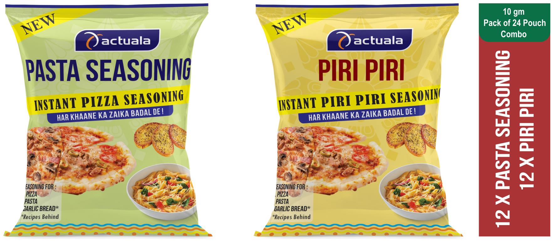 

Aactuala Combo Of Pasta Seasoning - 10g (Pack Of 12 ) Piri Piri Seasoning - 10g( Pack Of 12)