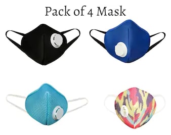 

Aahana 3 Layer Cotton Anti Dust Reusable Washable Face Mask With Earloop ( Pack Of 4)