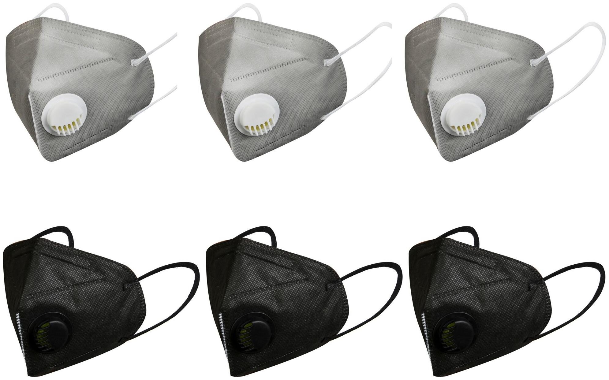 

Aahana Anti Pollution KN95 5 Layer Protection Washable And Resuable Mask Black and Grey (Pack of 6)