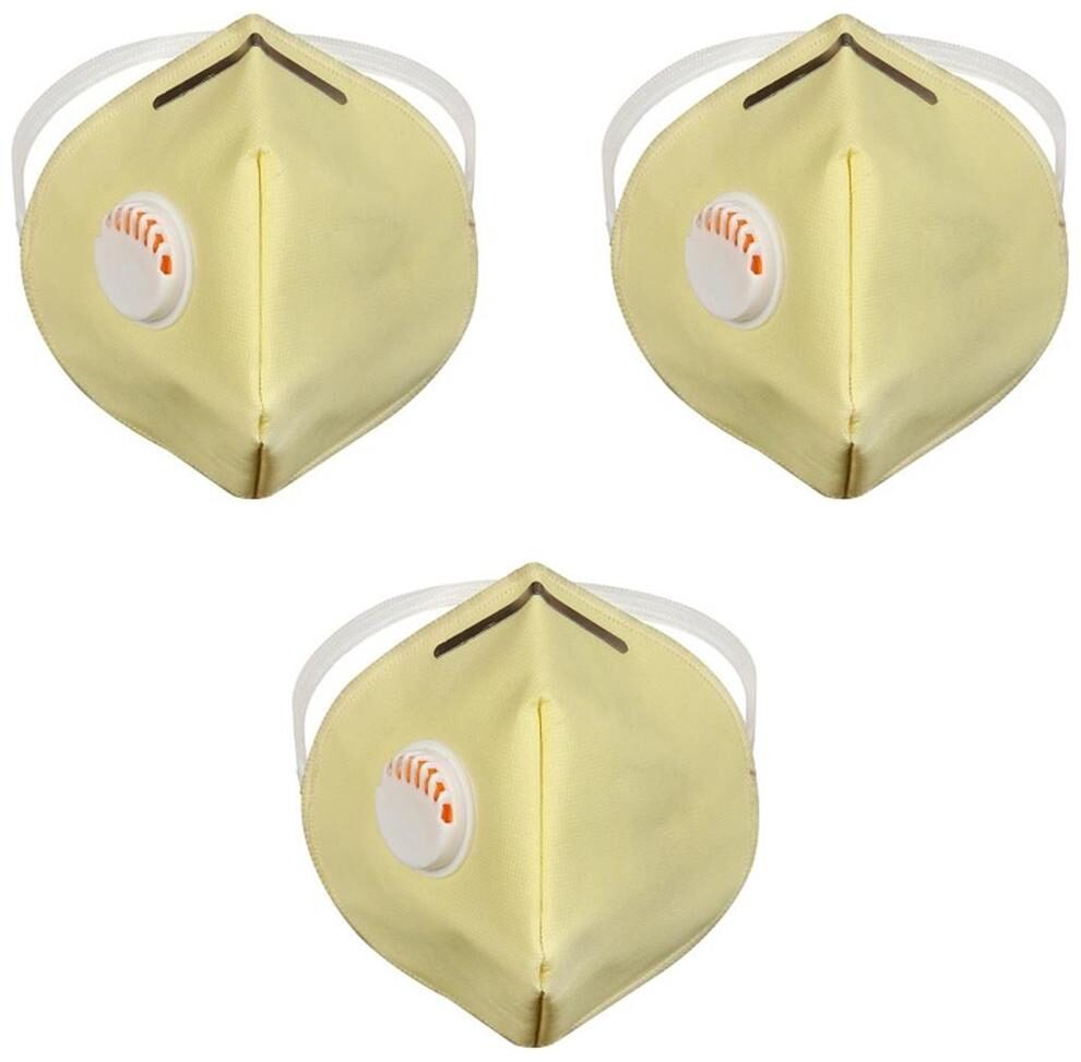 

Aahana Face Mask With Earloop and Respirator Valve Safety-Yellow (Pack of 3)