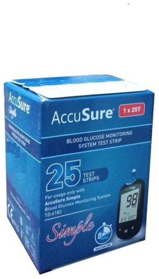 

AccuSure Simpel Test Strips 25 Strips Pack of 1