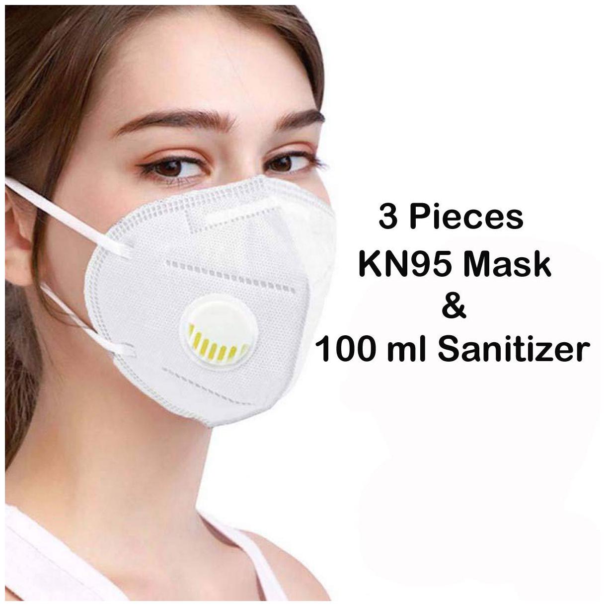 

Ace N King KN95 Pack of 3 Anti-Pollution Mask With Filter 100ML Sanitizer 1 Piece