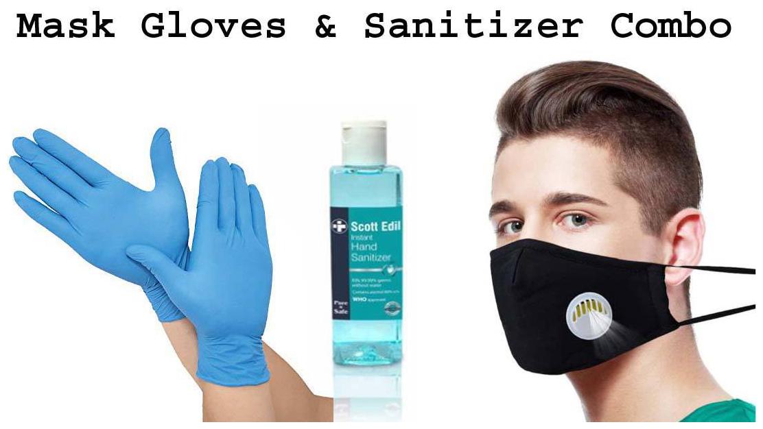 

Ace N King KN95 Filter Mask 100ml Sanitizer 1 Pair Nitrile Gloves