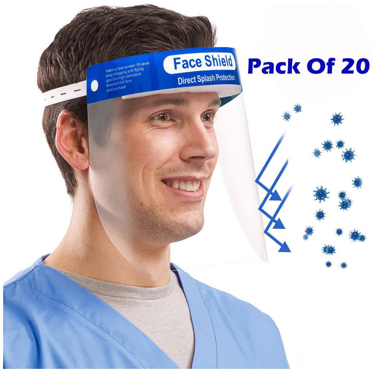 

ACE N KING Safety Anti-fog Full Anti-Spitting Splash Facial Cover Face Shield - (Pack Of 20)