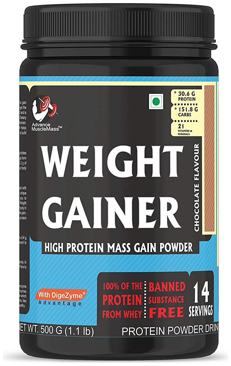 

Advance MuscleMass Weight Gainer with Enzyme Blend ( 5 1 G Protein) Raw Whey from USA ( Vanilla Flavour 500 G (1 1 lb) with Shaker 700 ml